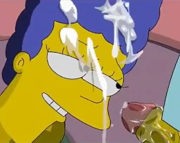 Гомер Симпсон выеб свою жену Мардж и накончал ей на ебло
